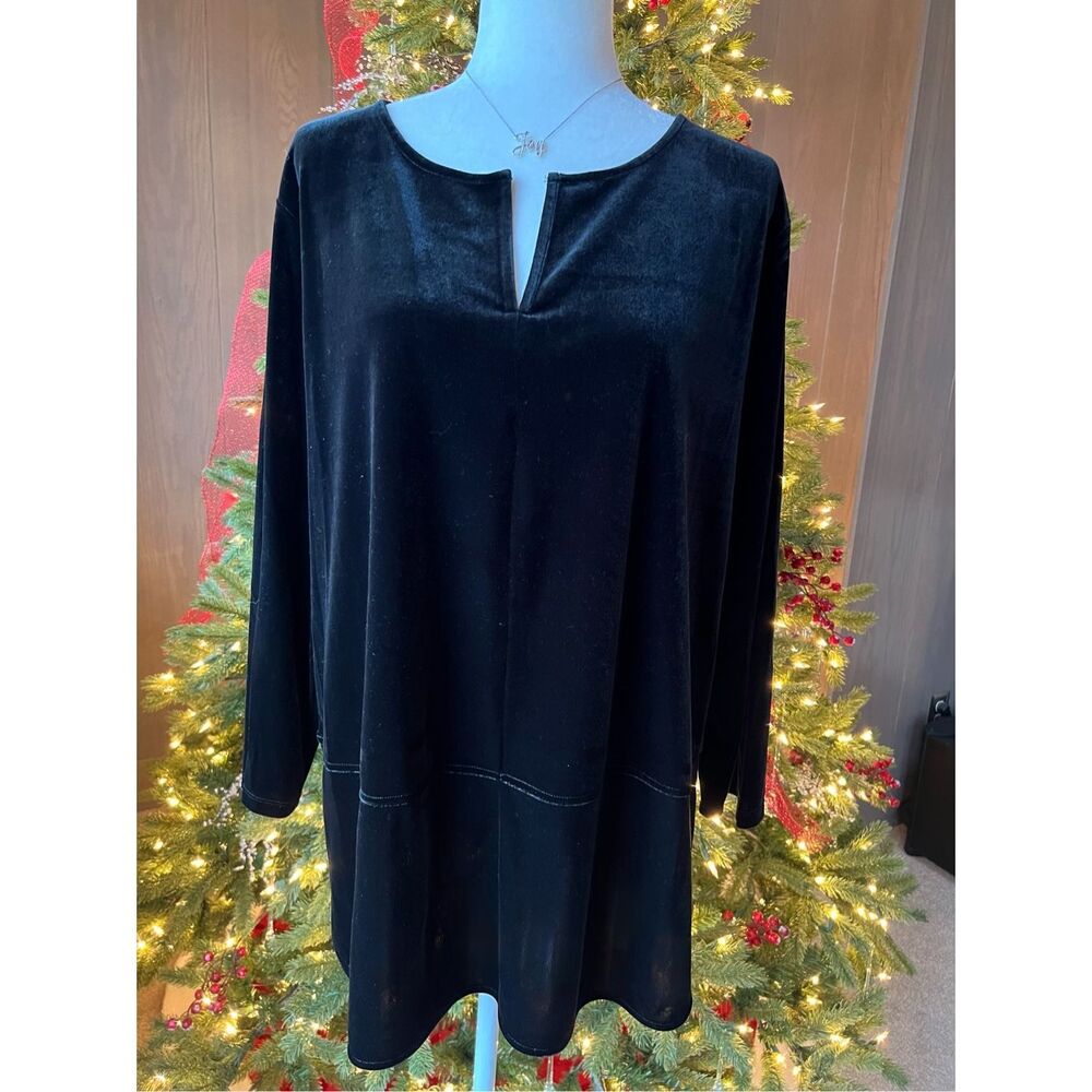 LAUREN RALPH LAUREN Black Velvet Tunic Long Sleeves 2X